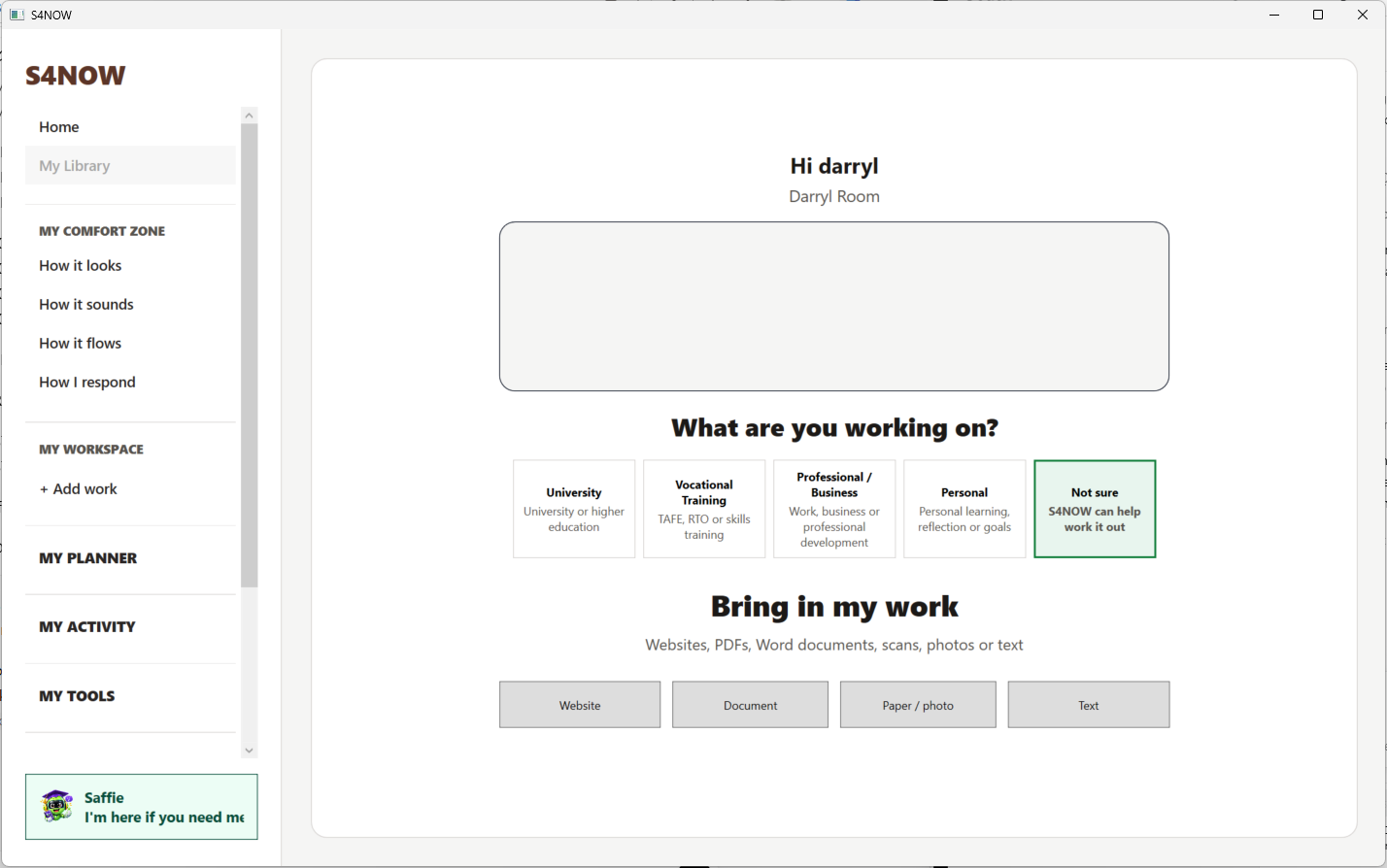 Preview of the S4NOW Windows study workspace