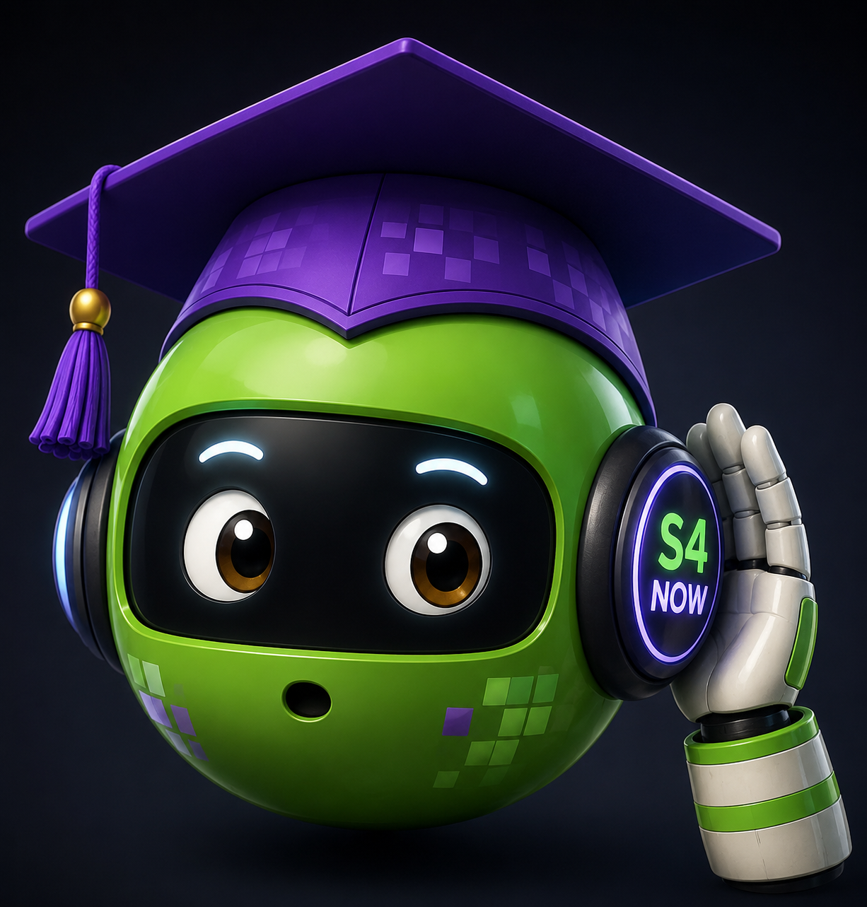 Green S4NOW mascot